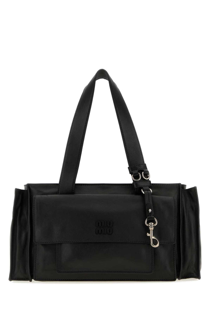 Miu Miu Black Nappa Leather Utilitaire Shopping Bag