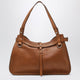 Miu Miu Calfskin Crossbody Bag With Embossed Logo In Cognac