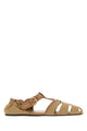 Miu Miu Camel Canvas Ruches Sandals