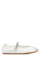 Miu Miu White Suede And Fabric Ballerinas