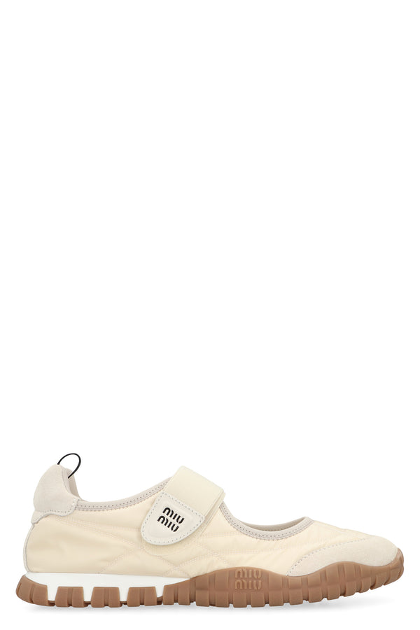 Miu Miu Sand Fabric Tyre Ballerinas
