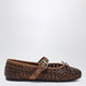 Miu Miu Perforated Leather Ballerinas In Cognac Color
