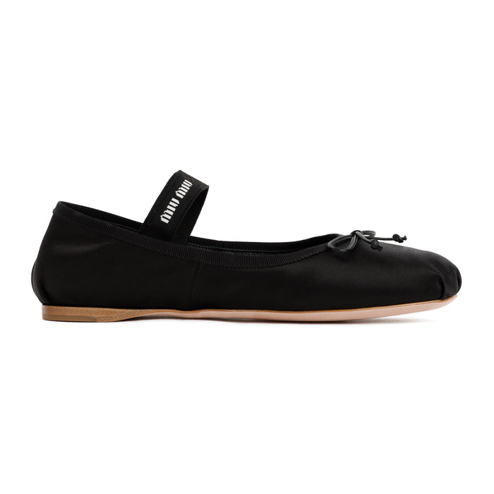 Miu Miu Black Satin Ballerinas