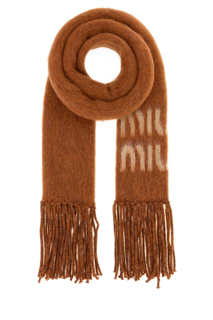 Miu Miu Orange Mohair Blend Scarf