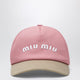 Miu Miu Baseball Cap In Pink/Beige Cotton Drill