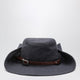 Miu Miu Cotton Drill Cowboy Hat With Leather Strap, Hematite