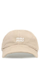 Miu Miu Washed Denim Baseball Cap In Beige And Burgundy