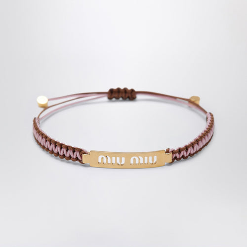Miu Miu Pink/Brown Braided Cord Bracelet