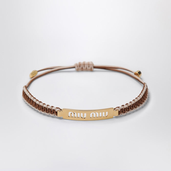 Miu Miu Brown/Sand Beige Braided Cord Bracelet