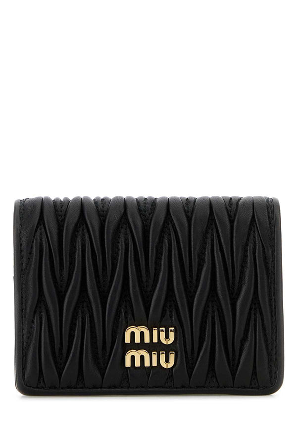 Miu Miu Compact Wallet In Black Quilted Nappa