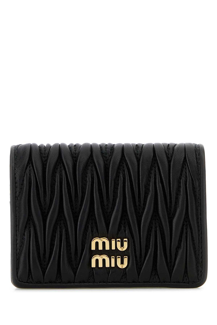 Miu Miu Compact Wallet In Black Quilted Nappa