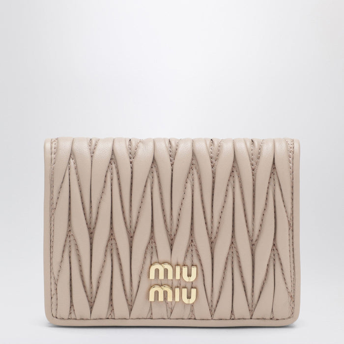 Miu Miu Compact Wallet In Powder-Pink Quilted Nappa