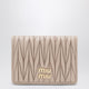 Miu Miu Compact Wallet In Powder-Pink Quilted Nappa