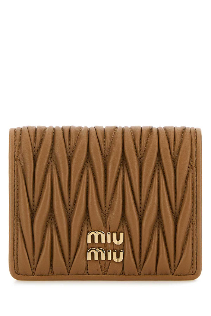 Miu Miu Small Matelassé Nappa Leather Wallet With Snap Closure
