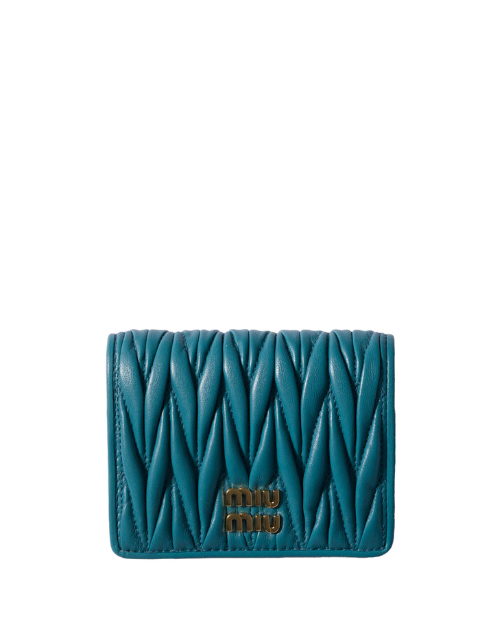 Miu Miu Small Matelassé Nappa Leather Wallet With Snap Closure