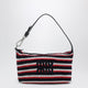 Miu Miu Striped Cotton Crochet Pouch In Blue And Red