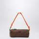 Miu Miu Cotton Gabardine Pouch, Embroidered Logo, Cocoa/Orange