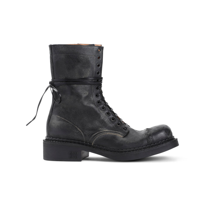 Miu Miu Black Leather Ankle Boots