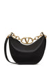 Valentino Garavani Black Leather Small Hobo Vlogo Moon Handbag