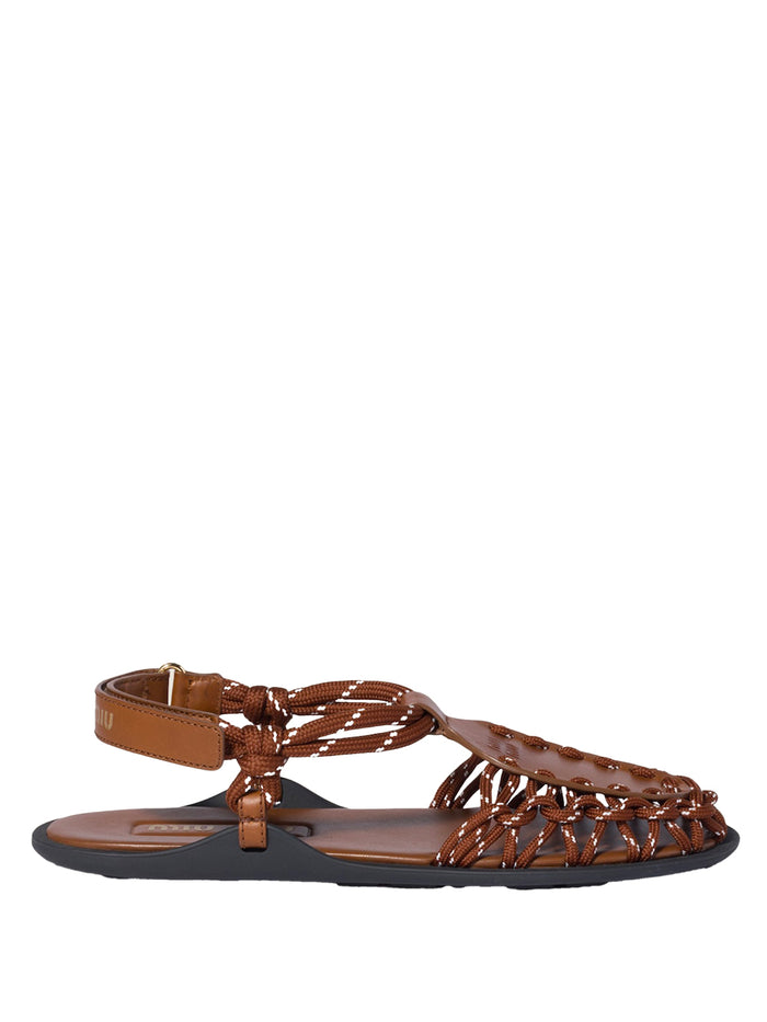Miu Miu Leather And Ribbon Sandals
