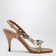 Miu Miu Honeycolored Leather Sandals With Metal Details