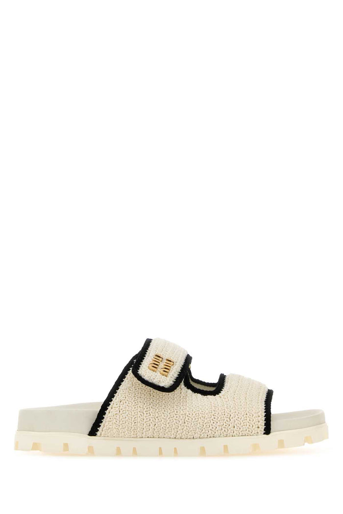 Miu Miu Ivory Crochet Slippers