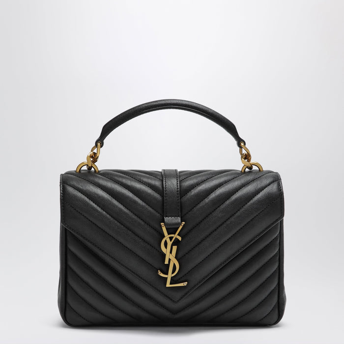 Saint Laurent Medium College Bag In Black Quilted Leather