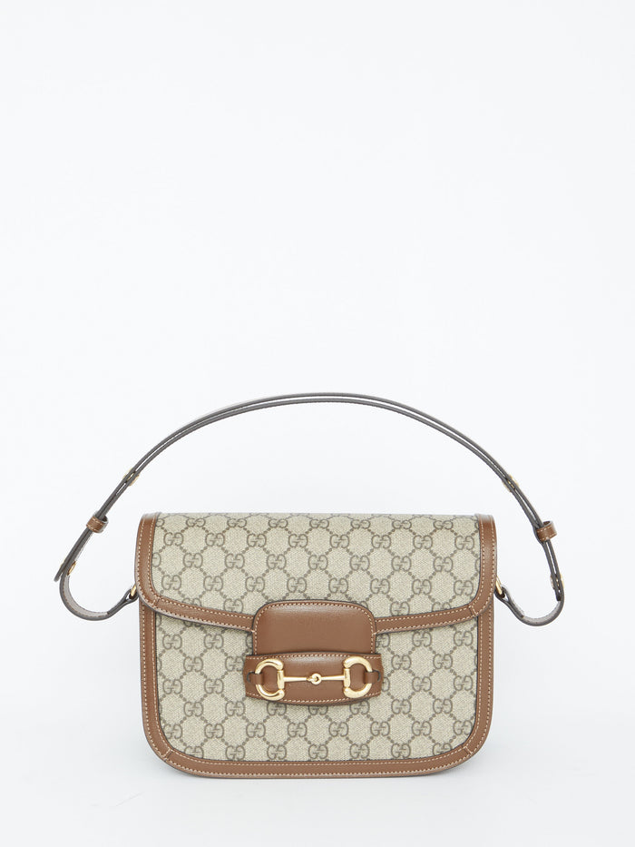 Gucci Gg Supreme Fabric And Leather Horsebit 1955 Shoulder Bag