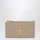 Saint Laurent Cassandre Matelassé Card Holder In Beige