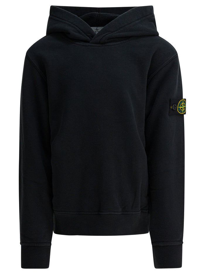 Stone Island Kids Black Cotton Sweatshirt