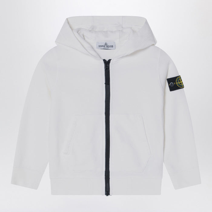 Stone Island White Zip-Up Sweatshirt In Cotton