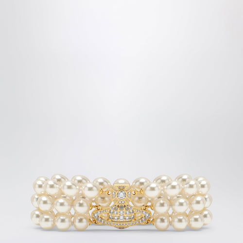 Vivienne Westwood Gold Orb Three-Row Bracelet With Pearls