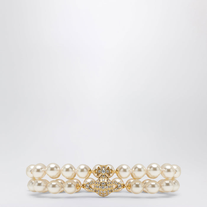 Vivienne Westwood Gold Orb Two-Row Bracelet With Pearls