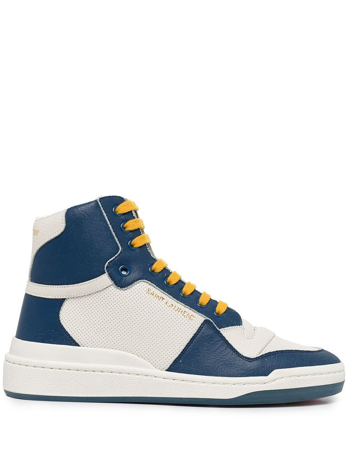 Saint Laurent Sl24 Medium Blue Leather Sneakers