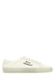 Saint Laurent Saint Laurent Court Sl/06 Sneakers In Worn-Look Fabric And Leather, White, Contrasting Logo Embroidery, Rubber Sole.