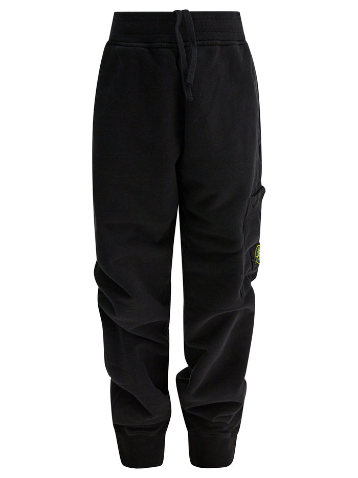 Stone Island Kids Black Cotton Trousers
