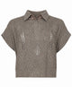 D.exterior Mocha Brown Lamé Effect Cable-Knit T-Shirts Polos