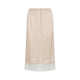 Carven Nude Beige Silk Pull On Lace Trim Skirt