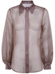D.exterior Organza Silk Long Sleeves Shirt