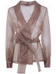 D.exterior Organza Silk Belted Jacket
