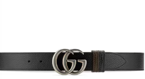 Gucci Black Leather Reversible Belt