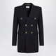 Saint Laurent Double-Breasted Virgin Wool Gabardine Jacket In Navy