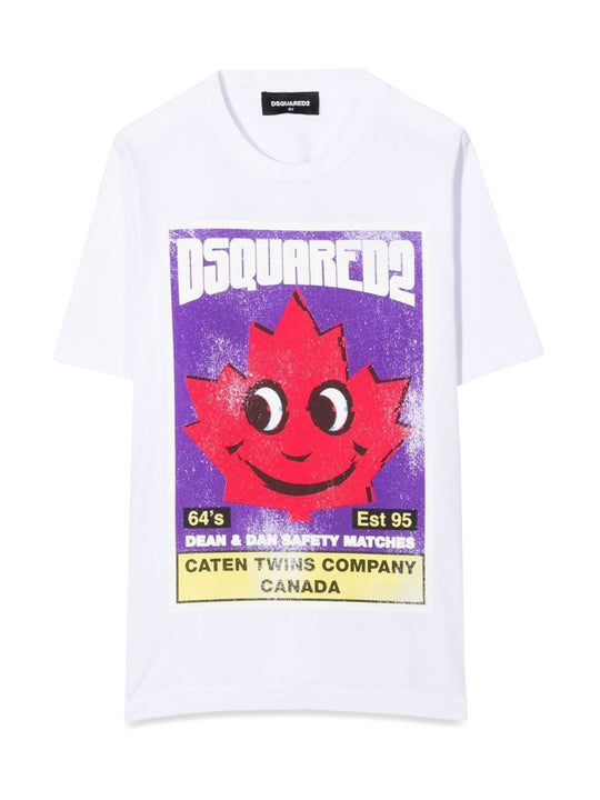 Dsquared Front Logo And Leaf Print T-Shirt