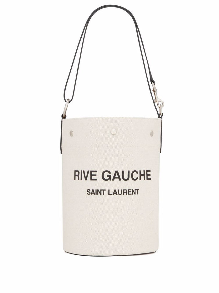Saint Laurent Two-Tone Canvas And Leather Medium Rive Gauche Bucket Bag