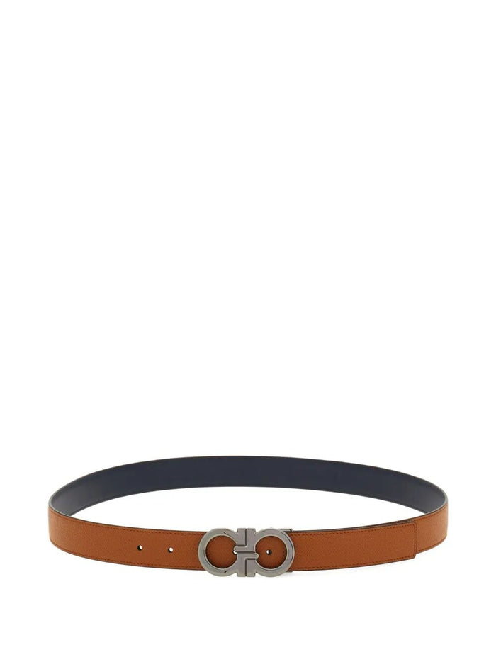 Ferragamo Gancini Grained Leather Reversible Belt