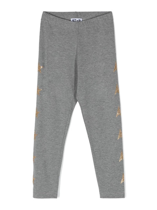 Golden Goose Star/ Girl's Leggings/ Glitter Multistar Printed