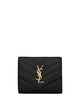 Saint Laurent Cassandre Matelassé Tri-Fold Wallet In Grain De Poudre Leather