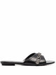 Balenciaga Black Leather Cagole Slippers