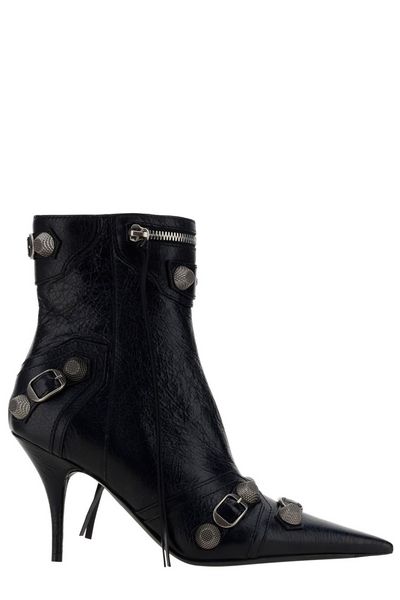 Balenciaga Cagole Patent Pointy Toe Ankle Boots
