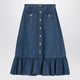 Valentino  Blue Denim Midi Skirt